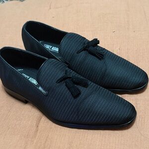 Stacy Adams Black Textured Loafers Size 7